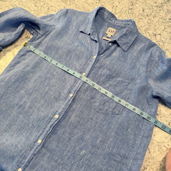 Gap Boyfriend Oversized 100% Linen Blouse Top Women’s Small Blue - Picture 10 of 15